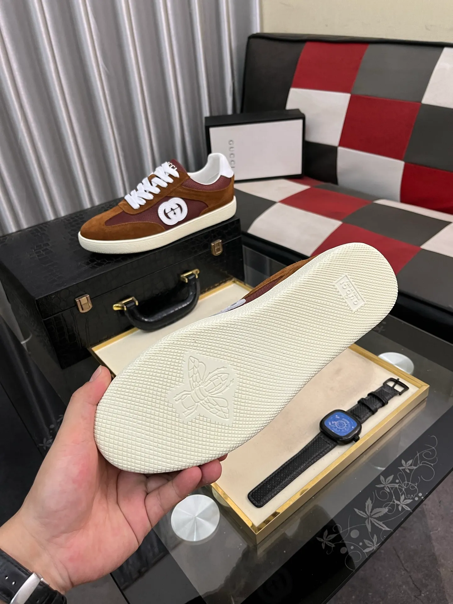 Men's shoes 💰400⌚️⌚️《GUCCI》The latest hot-selling casual shoes, top brand [seduce] luxury~purchase, top~quality. Products sold at the counter [strong] Original embossed calfskin fabric ➕ Comfortable sheepskin lining, code number: 38-443️⃣colors available